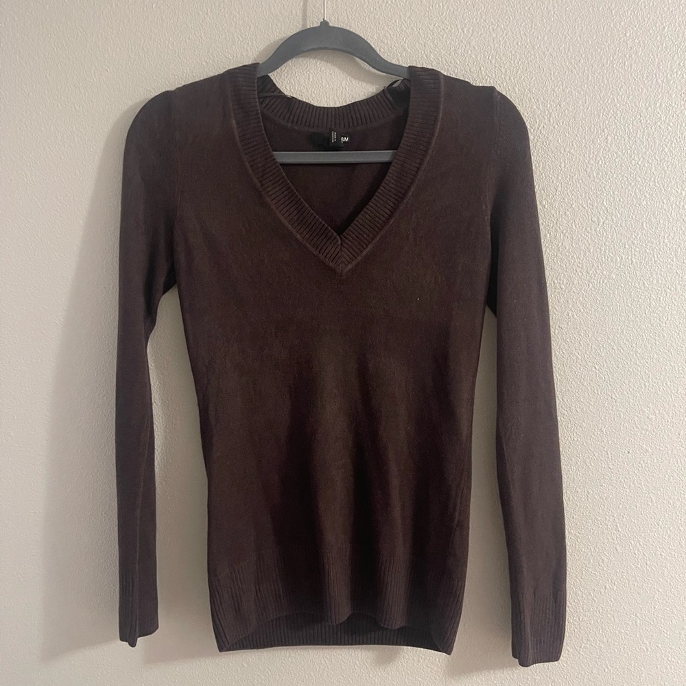 H&M Dark Purple V-Neck Sweater for Women